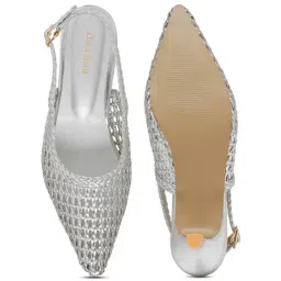 Flat n Heels Women's Silver Back Strap Sandals image 4