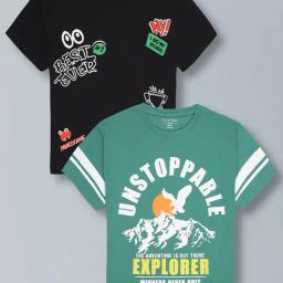 Plum Tree Green Cotton Regular Fit T-Shirts - Pack of 2-picture-12
