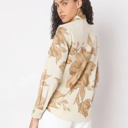 Vero Moda Beige & Brown Cotton Floral Print Shirt image 3