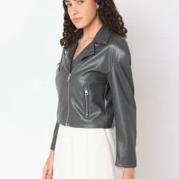 Vero Moda Green Regular Fit Biker Jacket image 3