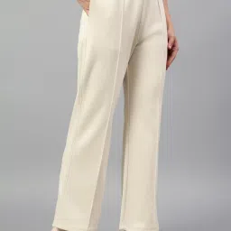 Cantabil White Mid Rise Stretchable Trouser image 3