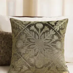 Pure Home and Living Brown
 Velvet Embroidery Cushion Cover-image-66