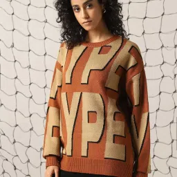 Hubberholme Brown & Beige Printed Sweater image 3