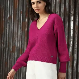 High Star Pink Self Design Sweater image 3