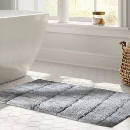 Maspar Grey Cotton Anti-Skid Quick Dry Water Absorbent Bath Mat-picture-43