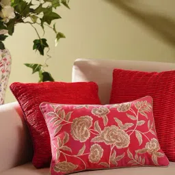 Pure Home and Living Pink Cotton Embroidery Cushion Cover-image-71