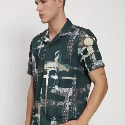 showoffff Showoff Green Relaxed Fit Abstract Print Shirt image 3