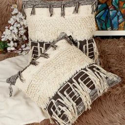HOSTA HOMES Woven Brown Cotton Handcrafted Cushion Covers- Set of 2-picture-48