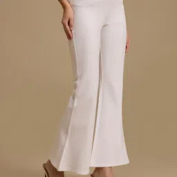 KAZO White Viscose Solid Jeggings image 3