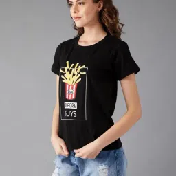 DOLCE CRUDO Black Graphic Print T-shirt image 3