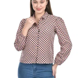 NUMERO UNO Pink & Navy Cotton Printed Shirt-image-59