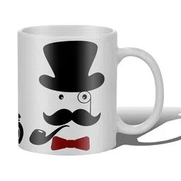 Get Fatang Set of 2 White & White Printed Ceramic Glossy Cups and Mugs image 4