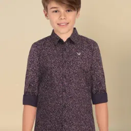 Allen Solly Kids Purple Printed Slim Fit Shirt-picture-39