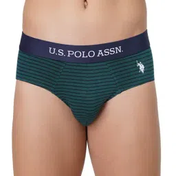 U.S. Polo Assn. Bistro Green & Red Cotton Regular Fit Striped Briefs - Pack Of 2 image 5