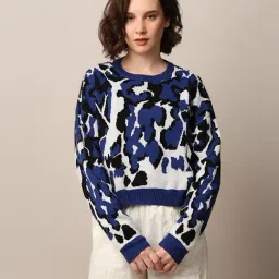 Only Blue & White Printed Pullover image 2