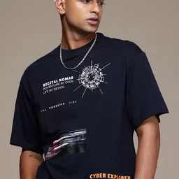 The Roadster Lifestyle Co. Graphic Printed Drop-Shoulder Sleeves T-shirt-picture-19