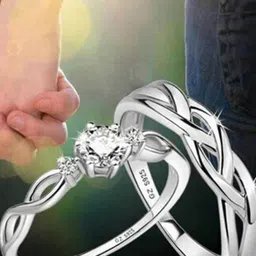 MEENAZ Set Of 2 Silver-Plated Adjustable Finger Rings image 5
