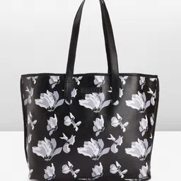 Caprese Black Floral Printed Structured Shoulder Bag-image-37