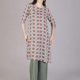 V-Mart Ethnic Motifs Printed Round Neck Straight Kurta-image-63