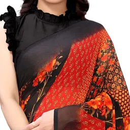 MADHUR MILAN Floral Printed Pure Georgette Saree image 3