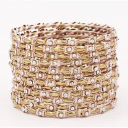 leshya Set Of 12 Artificial Stones and Beads Studded Thread Bangles-picture-26