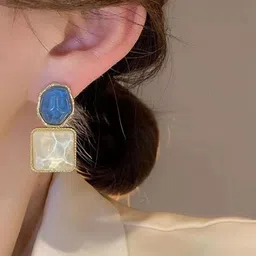 AGARWALPRODUCT Gold Plated Crystals Geometric Drop Earrings image 4