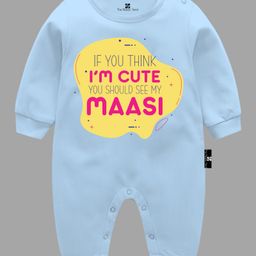 The Peppy Tend Unisex Full Sleeves If You Think I'M Cute You Should See My Maasi Text Printed Romper - Blue-picture-15