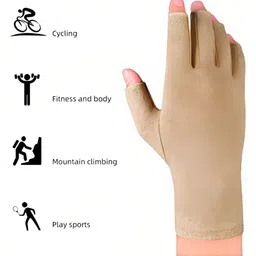 MOMISY Arthritis Finger Less Compression Large Gloves - Khaki, L image 2