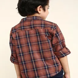 Bonkids 100% Cotton Woven Full Sleeves Checked Shirt - Multi image 3