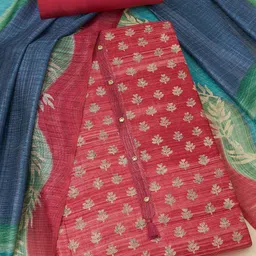 Soch Floral Printed Tussar Silk Unstitched Dress Material-picture-29