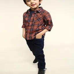 Bonkids 100% Cotton Woven Full Sleeves Checked Shirt - Multi image 5