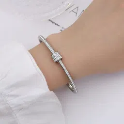 MEENAZ Women 3 American Diamond Antique Gold-Plated Bangle-Style Bracelet image 2