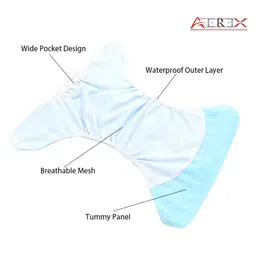 AEREX Reusable Baby Cloth Diapers for 6 Months to 3 Years with 2 Insert Pad with Anti-Piling Fleece Extra Absorbent Instant Baby Dry Sheet Leak Proof Washable Diaper Baby Bed Protector image 5