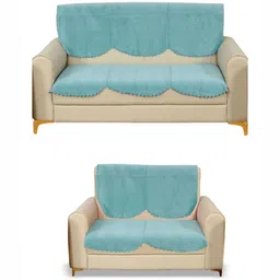 Fashion Throw Turquoise Blue Velvet 4 Piece Sofa Cover-picture-36