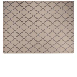 Saral Home Beige & Grey Ogee Patterned Microfiber Anti-Skid Carpet image 2