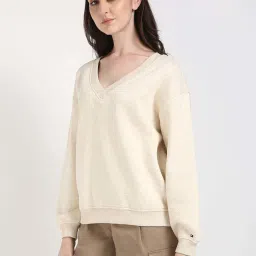 Tommy Hilfiger Beige Heather Cotton Regular Fit Sweatshirt image 3