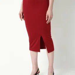 showoffff Showoff Red Cotton Blend Regular Fit Skirt image 3