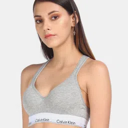 CALVIN KLEIN Grey Plain Sports Bra image 3