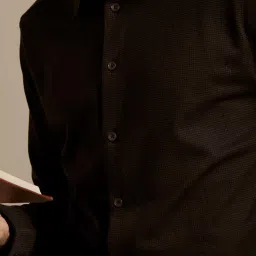 ANDAMEN Brown Regular Fit Houndstooth Shirt image 3