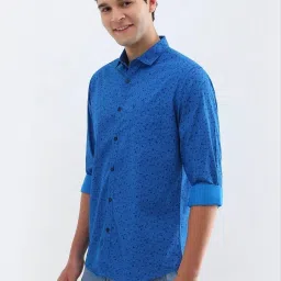 Allen Solly Blue Cotton Slim Fit Floral Print Shirt image 3