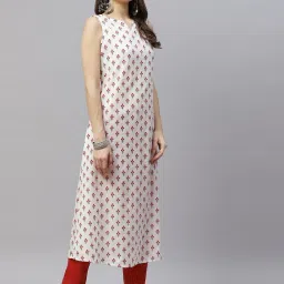 Miravan Orange Floral Print A Line Kurta With Jacket image 3