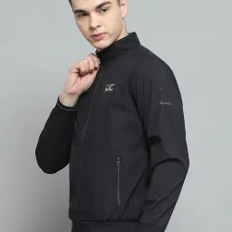 Monte Carlo Mens Solid Black Mock Neck Full Sleeve Jacket image 3