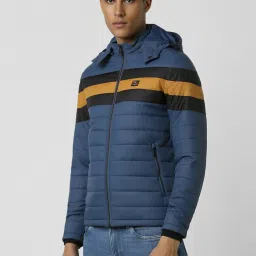 Van Heusen Blue Regular Fit Quilted Hooded Jacket image 3