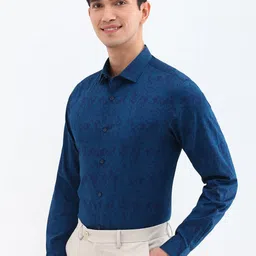 Allen Solly Men Spread Collar Floral Printed Cotton Slim Fit Formal Shirt image 2