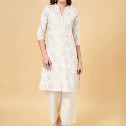 Rangmanch by Pantaloons White Printed Straight Kurta-picture-22