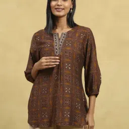Rangriti Mustard Blended Printed Kurti-picture-14