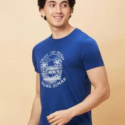 Being Human Navy Regular Fit Printed Crew T-Shirt image 3