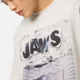 The Souled Store Monochrome Cotton Loose Fit Printed T-Shirt image 3