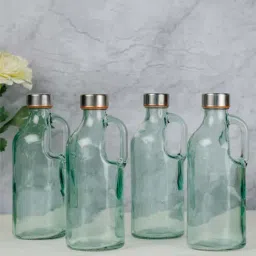 White Gold Green Glass Bottles - Set of 4-picture-11