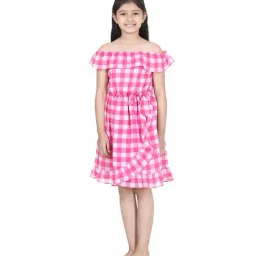 StyleStone Kids Pink Checks Dress-picture-17